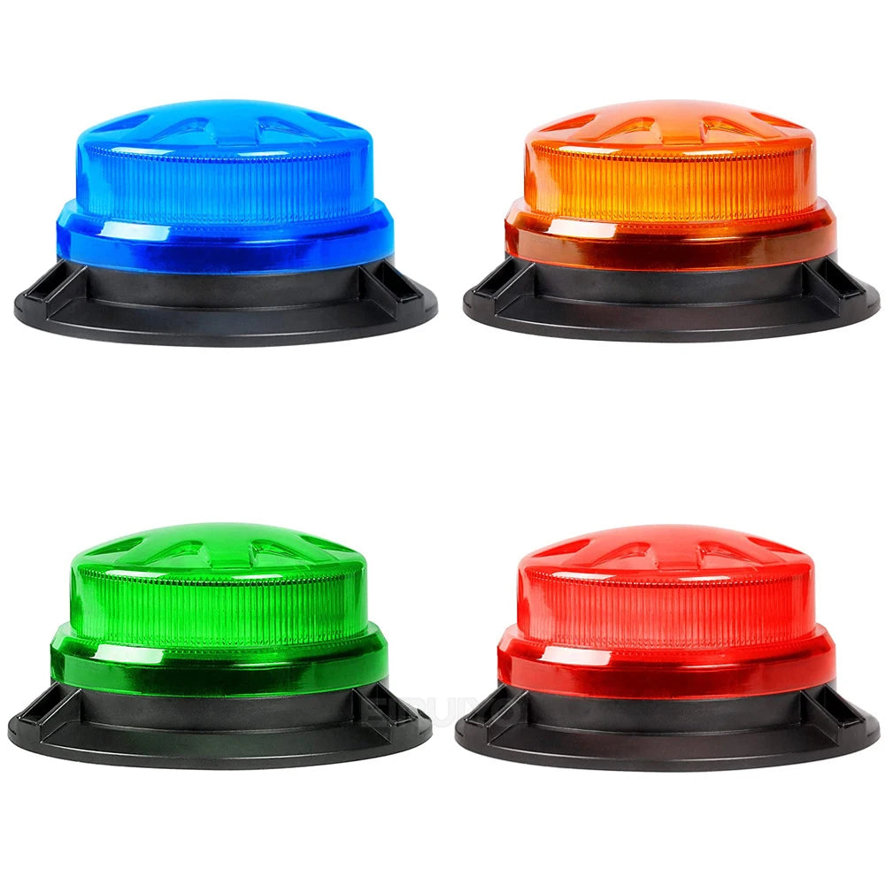 24 LED Blue Amber Red Green Beacon Strobe Warning Light Magnetic 12V / 24V