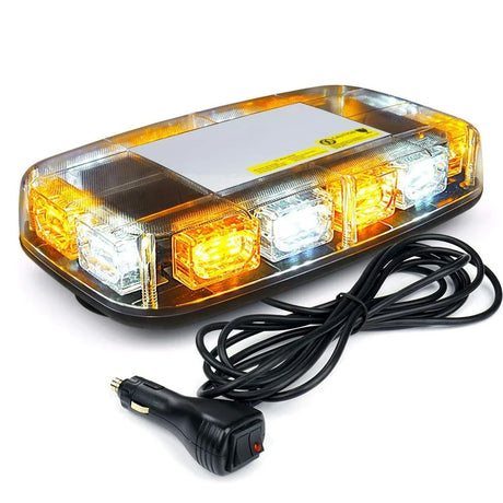 48 LED Amber White Roof Lightbar Emergency Safety Warning Flashing Light Beacon 12/24V
