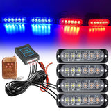 Amber LED Grille Strobe Light Emergency Warning Beacon with Remote 12V/24V