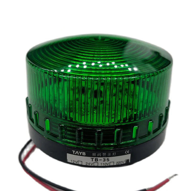 Green LED Signal Warning Light Beacon with Buzzer 12v 24v 110v 220v