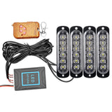 Amber LED Grille Strobe Light Emergency Warning Beacon with Remote 12V/24V