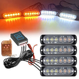Amber LED Grille Strobe Light Emergency Warning Beacon with Remote 12V/24V