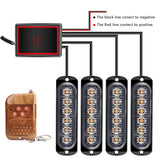 Amber LED Grille Strobe Light Emergency Warning Beacon with Remote 12V/24V