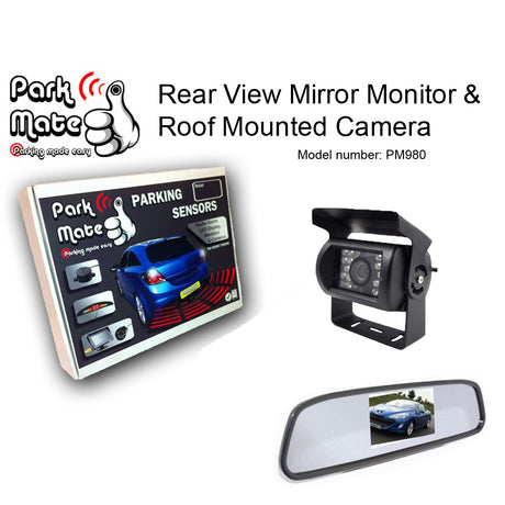 Park Mate PM980 4.3'' Rear View Mirror Monitor & Roof Mounted Camera Display Screen